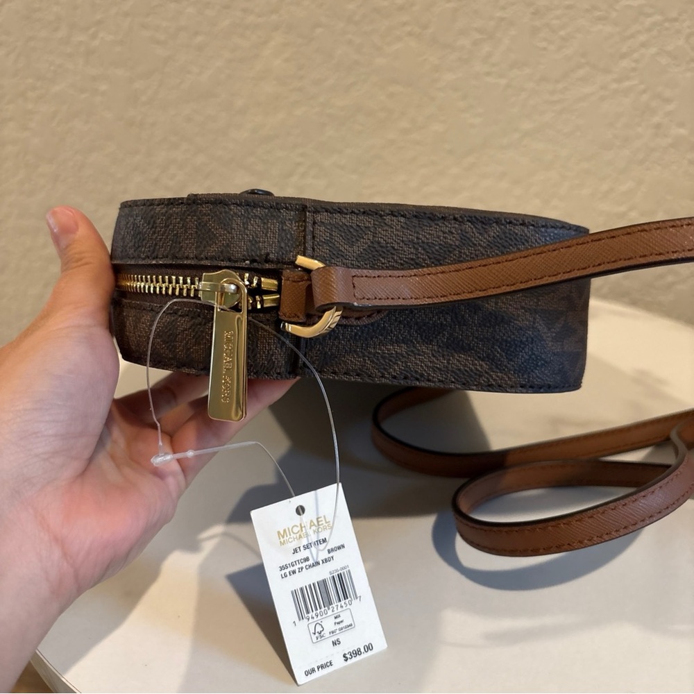 Michael Kors Brown East West Large Monogram Crossbody with Gold Hardware NWT - Picture 6 of 10